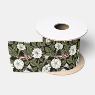 Moonflowers and sphinx moths satin ribbon