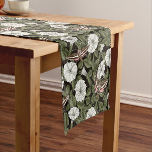 Moonflowers and sphinx moths short table runner