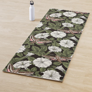 Moonflowers and sphinx moths yoga mat