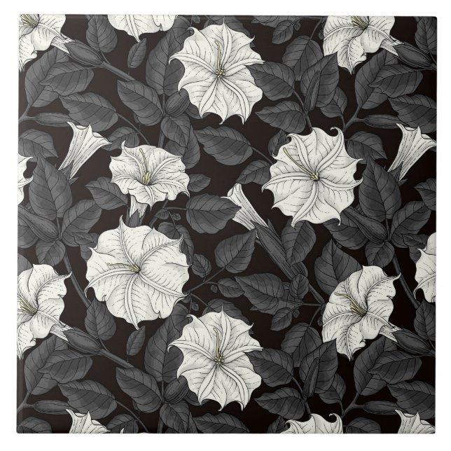 Moonflowers Ceramic Tile (Front)