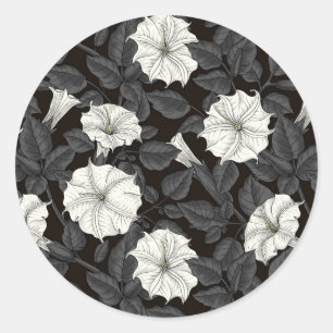 Moonflowers Classic Round Sticker