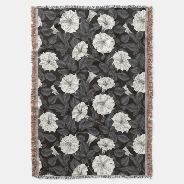 Moonflowers Throw Blanket (Front Vertical)