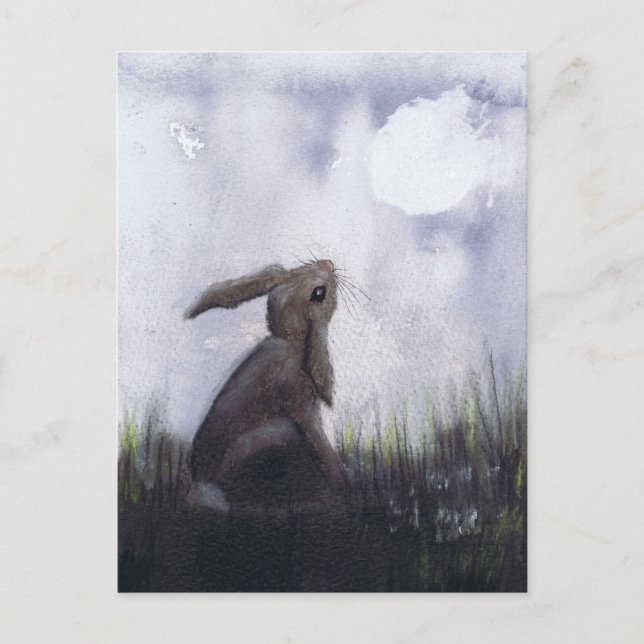 MOONGAZING HARE POSTCARD (Front)