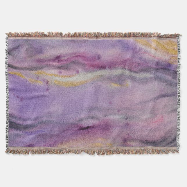 Moonglow Gold Abstract Painting Throw Blanket (Front)