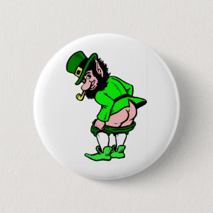 Mooning Leprechaun 2 Inch Round Button