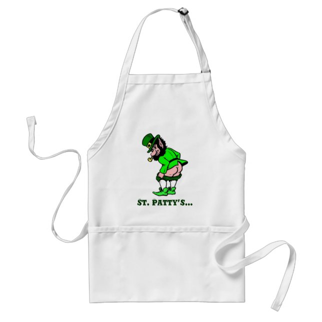 Mooning Leprechaun Apron (Front)