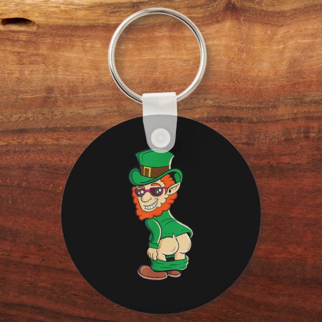 Mooning Leprechaun Butt St Patrick's Day Irish Keychain (Front)