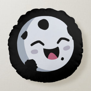Mooning Moon 1 (Black Background) Round Pillow
