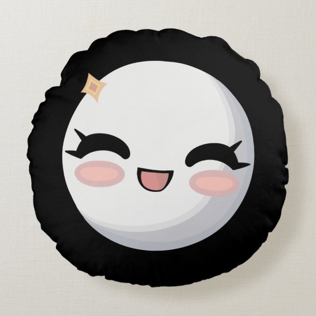 Mooning Moon 2 (Black Background) Round Pillow (Front)