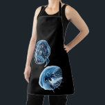 MoonJellyfish watercolor art Apron<br><div class="desc">Moon jellyfish original watercolor fine art. Luminescent jelly fish on a black background.</div>