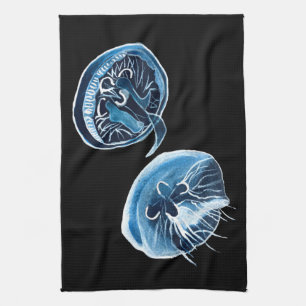 MoonJellyfish watercolor art Kitchen Towel