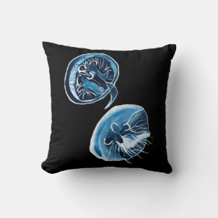 MoonJellyfish watercolor art Throw Pillow