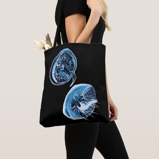 MoonJellyfish watercolor art Tote Bag (Close Up)