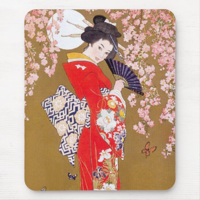 Moonlight and Cherry Blossoms Mouse Pad (Front)