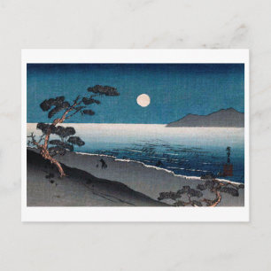 Moonlight and Lonely Shore, Hiroshige, Ukiyo-e Postcard