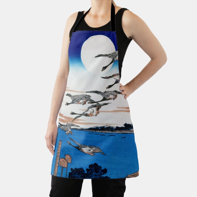 Moonlight and Wild Goose, Hiroshige, Ukiyo-e Apron (Insitu)