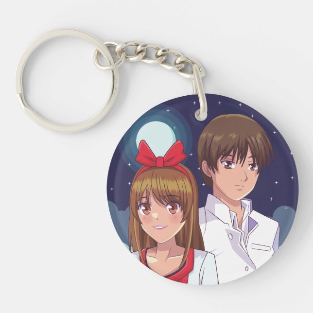 Moonlight Anime Duo Illustration Keychain (Front)