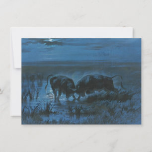 Moonlight Battle (Water Buffalo Fighting) Card