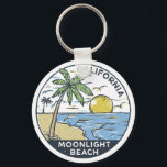 Moonlight Beach San Diego California Keychain<br><div class="desc">Moonlight Beach hand drawn illustration with palm trees and waves in the background. Perfect for anyone who loves to visit Moonlight Beach.</div>
