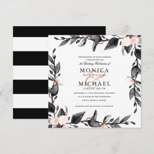 Moonlight Bloom Modern botanical wedding Invitation
