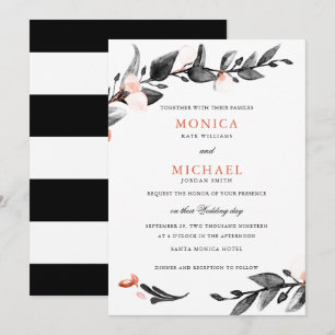 Moonlight Bloom   Modern botanical wedding Invitation