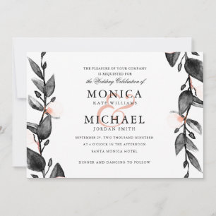 Moonlight Bloom   Modern botanical wedding Invitation