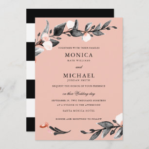 Moonlight Bloom   Modern botanical wedding Invitation