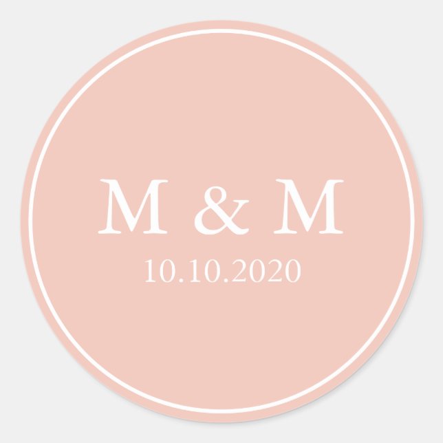 Moonlight Bloom | Wedding Classic Monogram Classic Round Sticker (Front)
