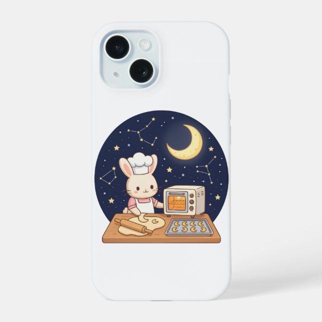 Moonlight Bunny Bakery iPhone 15 Case (Back)
