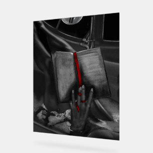 Moonlight Charcoal Book Lover Crimson Wall Art Acrylic Sign