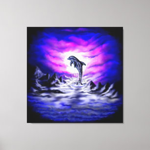 Moonlight Dolphin Canvas Print