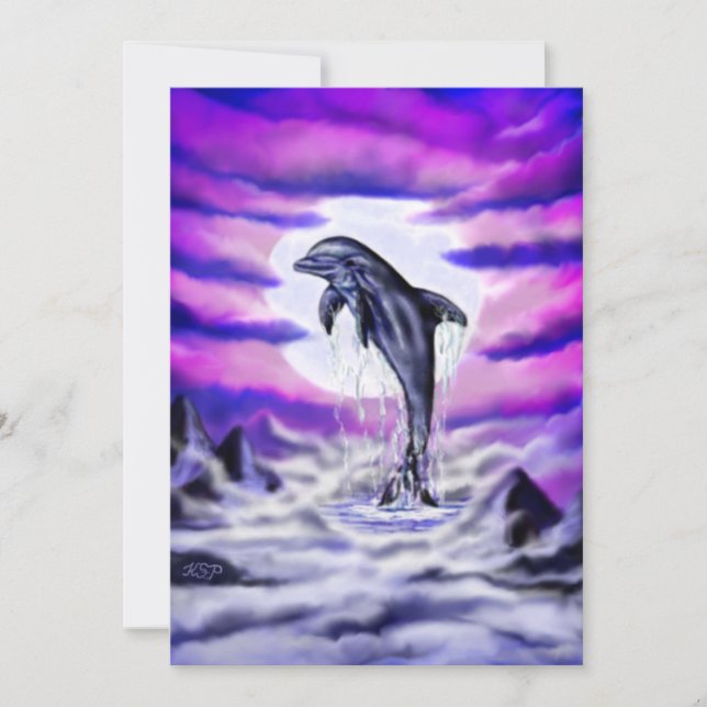 Moonlight Dolphin Card (Front)