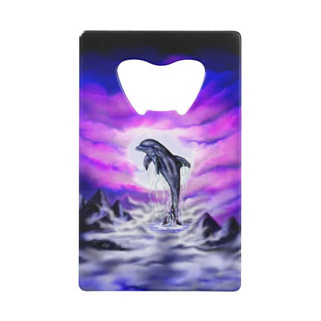Moonlight Dolphin Credit Card Bottle Opener (Front)
