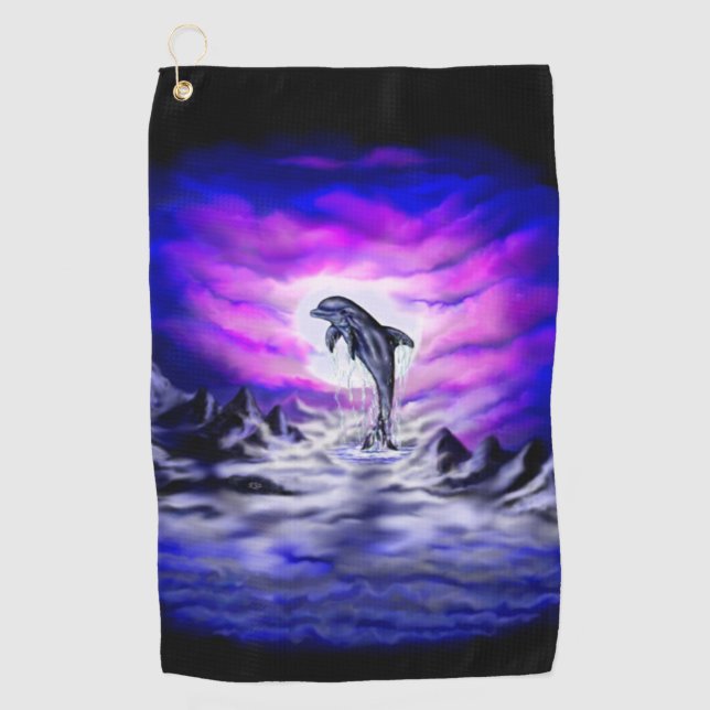 Moonlight Dolphin Golf Towel (Front)