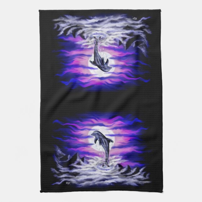 Moonlight Dolphin Kitchen Towel (Vertical)