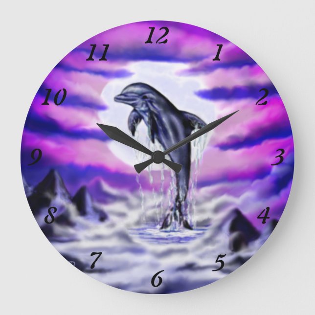 Moonlight Dolphin Large Clock (Front)
