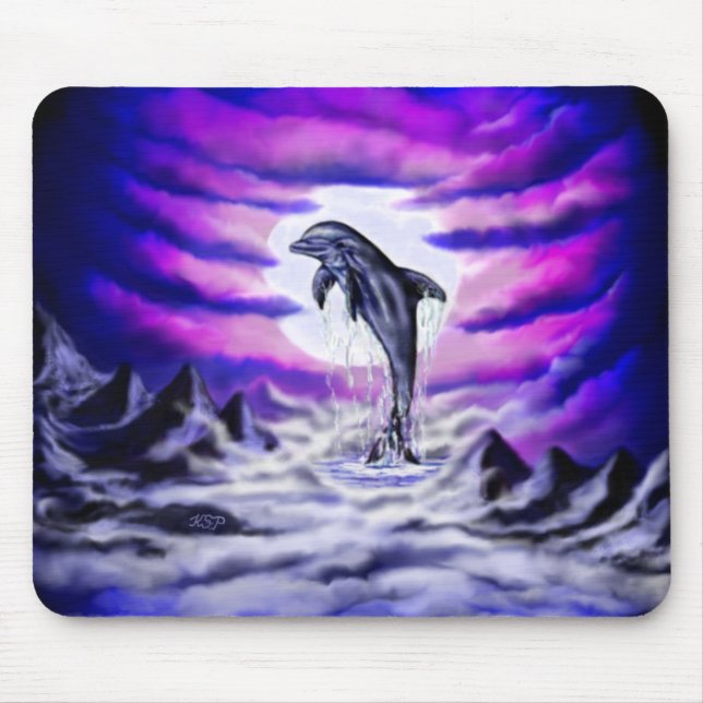 Moonlight Dolphin Mouse Pad (Front)