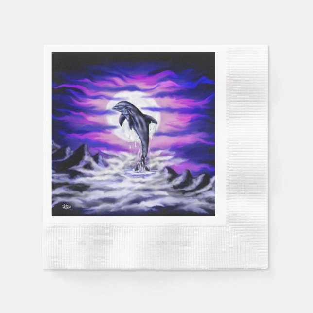 Moonlight Dolphin Napkin (Front)