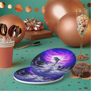 Moonlight Dolphin Paper Plate