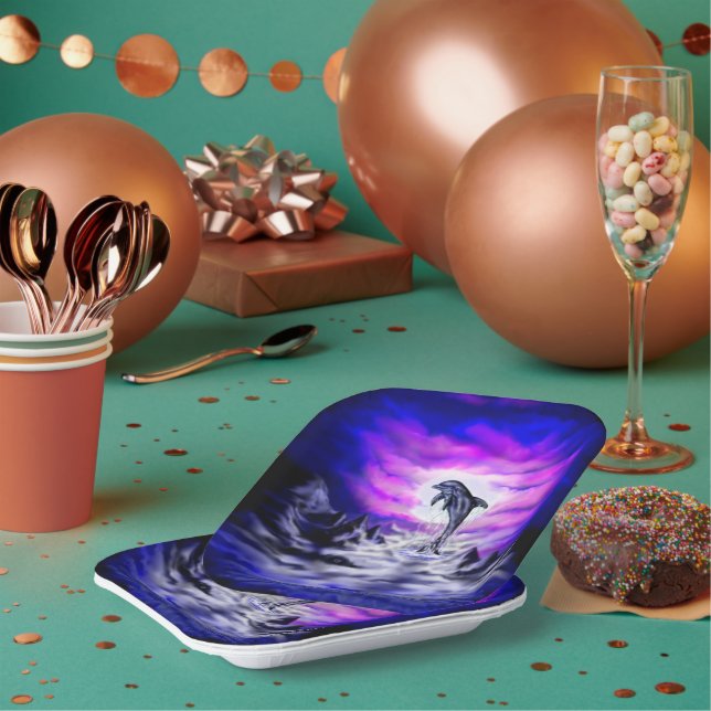 Moonlight Dolphin Paper Plate (Multi)