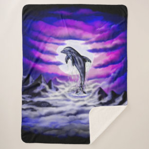 Moonlight Dolphin Sherpa Blanket