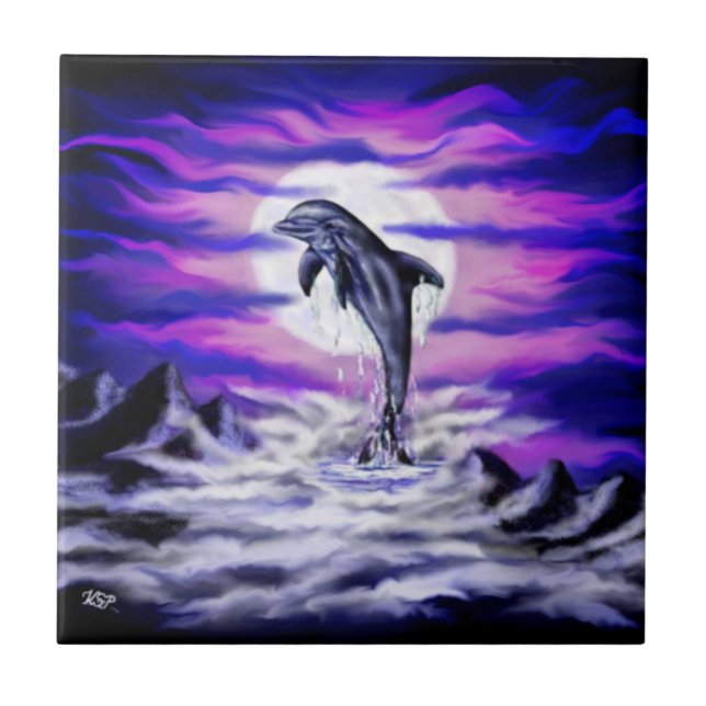 Moonlight Dolphin Tile (Front)