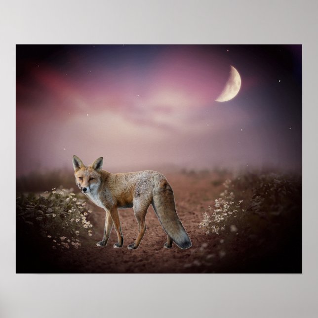 Moonlight Dream Fox Scene  Poster (Front)