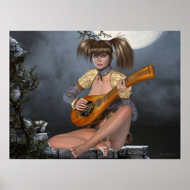 Moonlight Elf and Lute poster (Front)