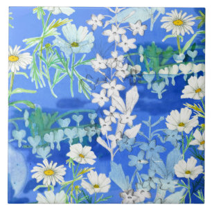 Moonlight Flower Garden Cosmos Bleeding Heart Tile