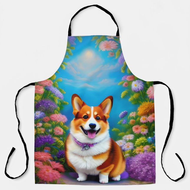 Moonlight Garden Corgi Dog Apron (Front)