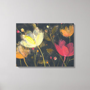 Moonlight Garden on Black Canvas Print
