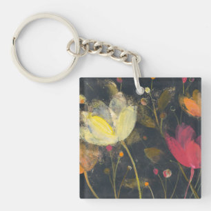 Moonlight Garden on Black Keychain