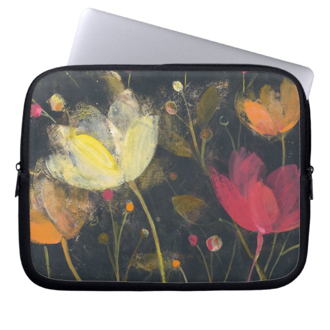 Moonlight Garden on Black Laptop Sleeve (Front)