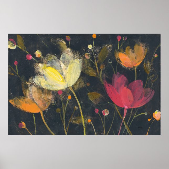 Moonlight Garden on Black Poster (Front)